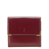 カルティエ マストライン 二つ折り財布 ワインレッド ボルドー レザー レディース CARTIER 【中古】
